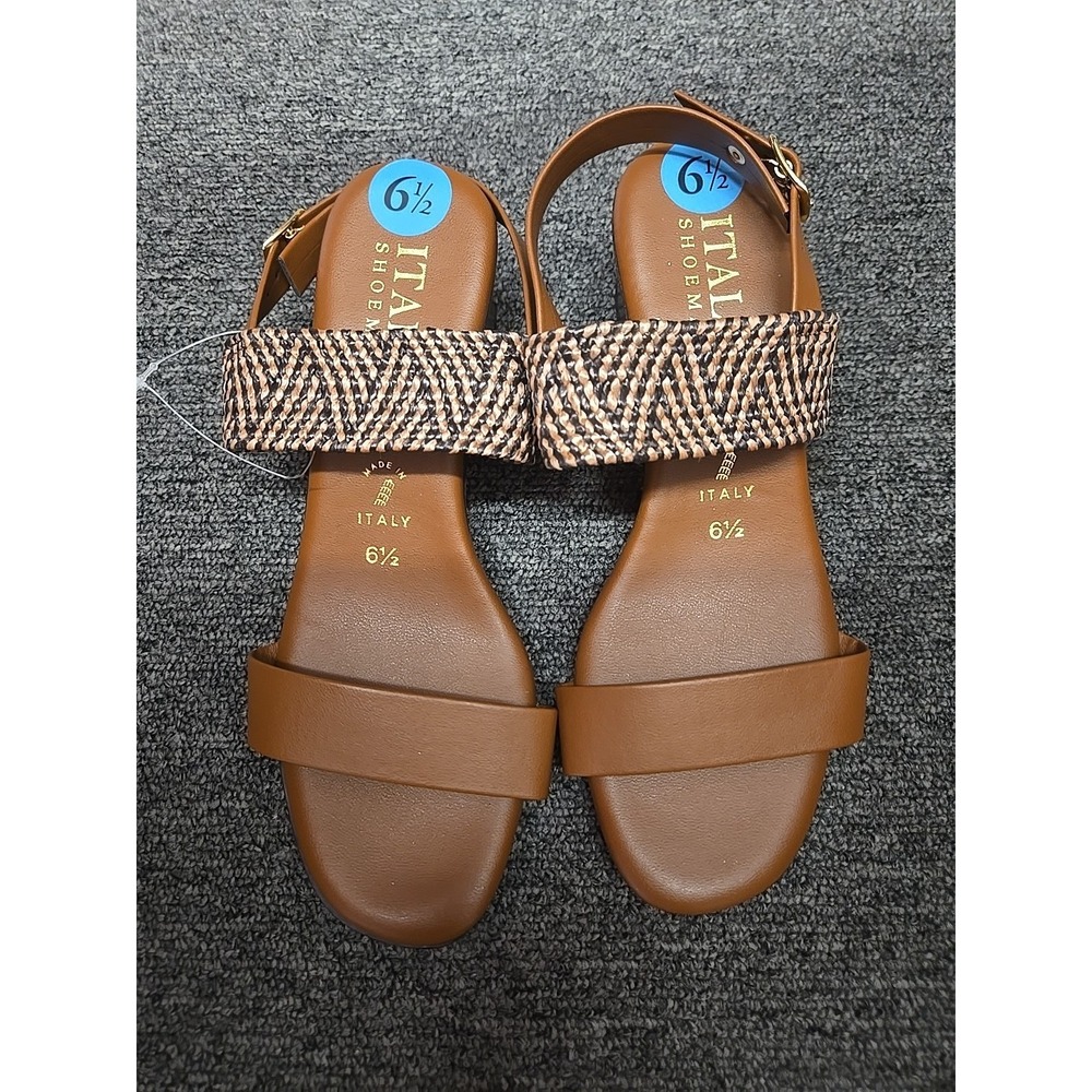 Italian Shoe Makers Women's US 6.5M Made In Italy Brown Double Strap Sandals